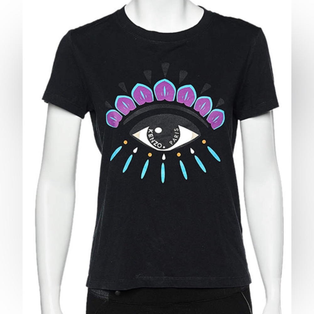 Kenzo Black Cotton Eye Printed T-Shirt - Picture 2 of 4